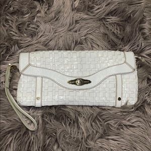 Elliot Luca Clutch, white patent leather